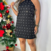 Vestido Pedraria Brilhoso Curto